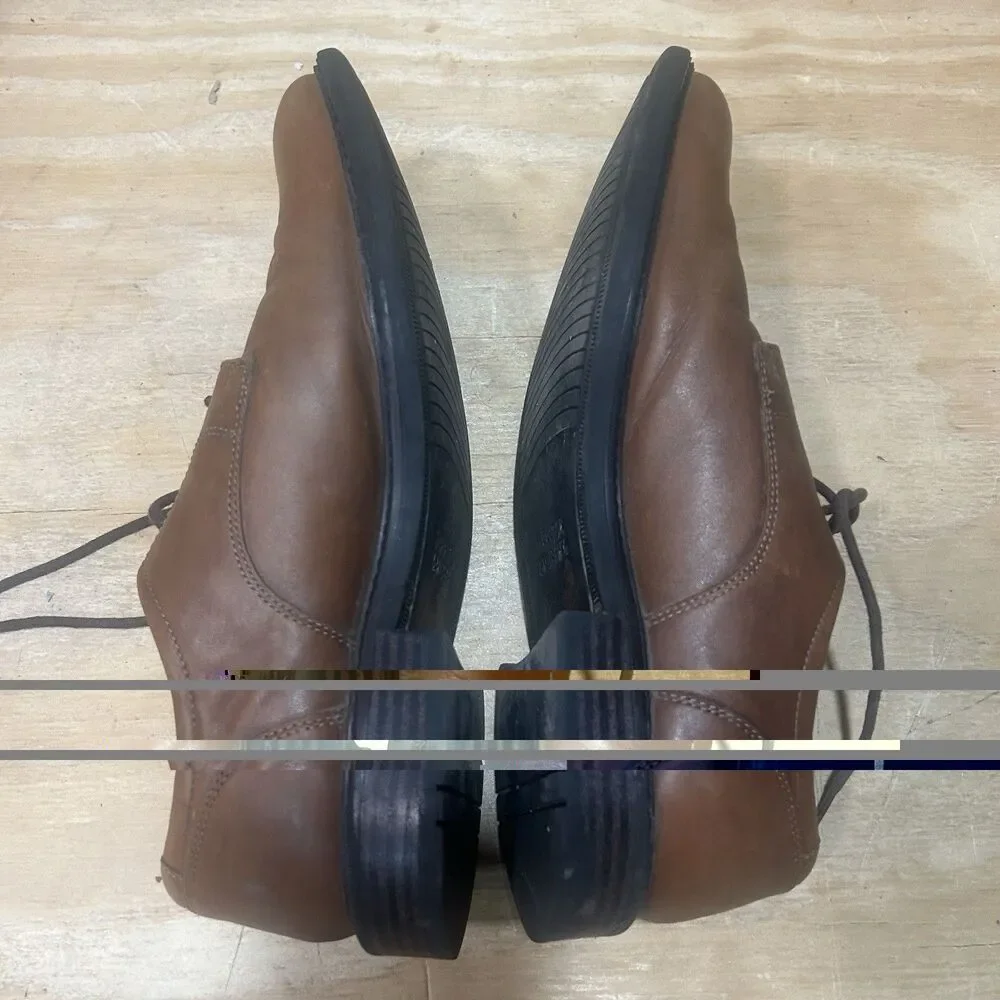Johnston Murphy Shoes Mens Size 9 Brown Genuine Leather Plain Toe Oxford